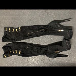 Rachel Zoe Black Dylan OTK Suede Leather Boots